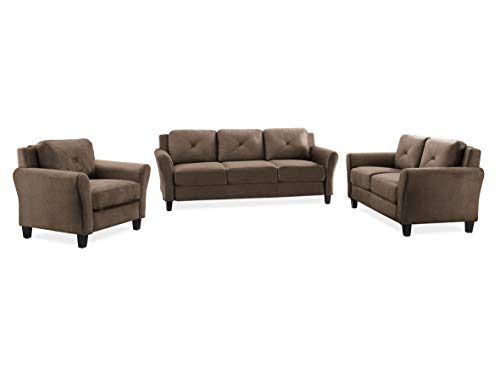 Studio Living Harrington 80.3" Sofa, Transitional Modern, Pocket Coil Comfort, Easy Assembly, Microfiber Fabric, Brown - color: Brown, size: Sofa