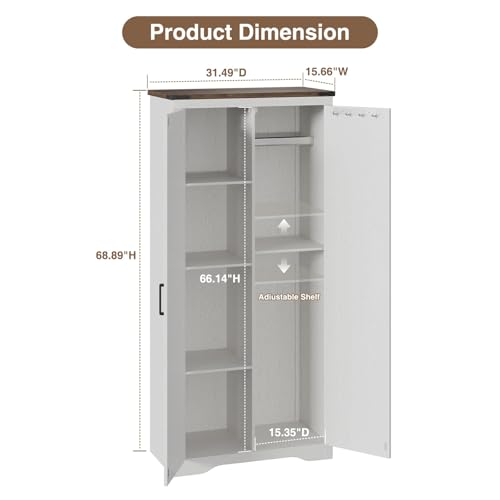 Befrases Farmhouse Storage Cabinet with Adjustable Shelves, Large Pantry Organize with 2 Barn Doors, Freestanding Cabinet for Kitchen, Garage, Basement, Living, Utility Room, Off-White - color: White, size: 1 Pack