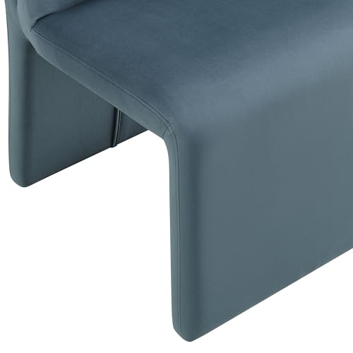Modway Emory Upholstered Dining Side Chair in Cadet Blue - Single Armless Slipper Chair - Padded Performance Velvet Accent for Dining Room, Kitchen - color: Cadet Blue