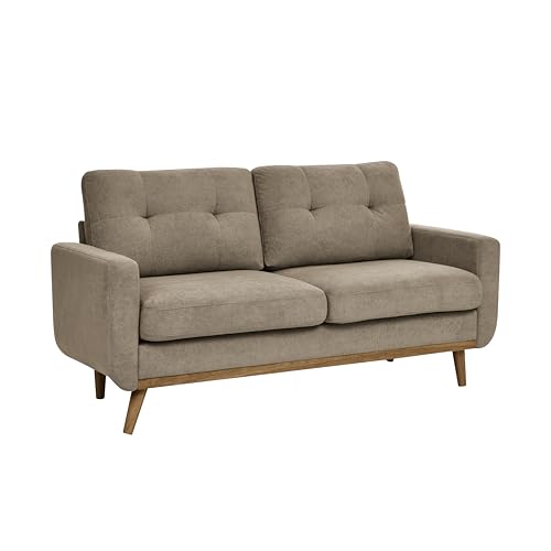 67" Khaki Loveseat Sofa, Mid Century Modern Love Seat Sofas and Comfy Couches for Living Room, Button Tufted Small Cloud Couch for Bedroom Office Apartment Small Space, Easy Assembly (Khaki) - color: Khaki