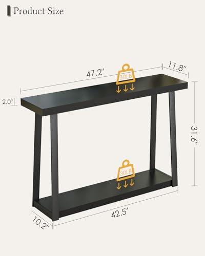 Masupu Console Table with Storage, Sofa Table with Shelf, Narrow Entryway Table for Hallway, Behind The Couch, Living Room, Foyer, Black - color: Black, size: 2 Tier(NEW)
