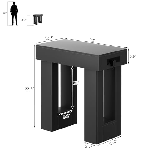 Unikito 32" Entry Table with Power Outlet & Sensor Light, Black | Narrow Wooden Foyer Table with Open Storage, Modern Farmhouse Console Table, Versatile for Entrance/Hallway/Living Room - color: Black, size: 32IN
