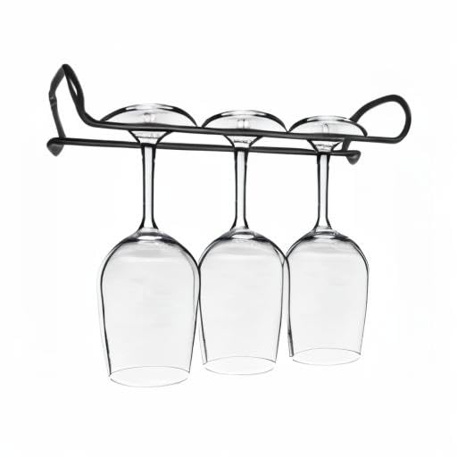 10 Inch Wine Glass Rack Under Cabinet Shelf Stemware Storage Hanging Hanger Organizer Glasses Holder with Drying Under Counter Metal for Kitchen and Bar Set of 4 Black - size: set of 4 black, style: Double Opening