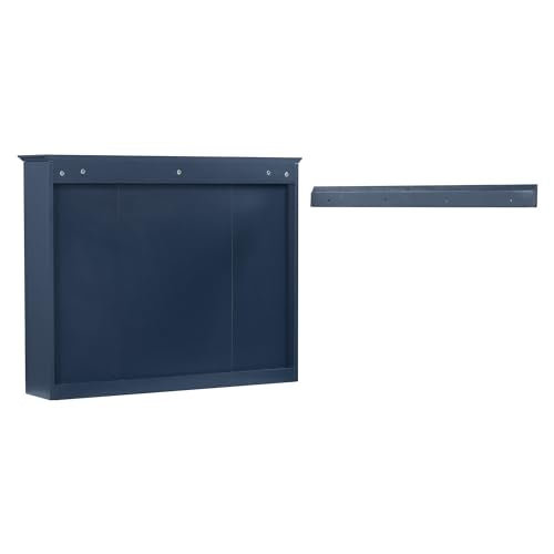 Wall Mounted Medicine Cabinet, Bathroom Storage Cabinet with Mirror Door and 6 Adjustable Open Shelf (7.3" D x 35" W x 27.5" H) (Blue) - color: Blue