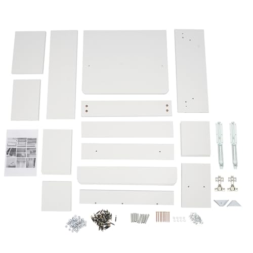 Floating Desk | Wall-Mount Computer Desk | Fold Down Laptop Desk | Writing Study Table | Folding Table Workstation | with Storage Shelves | 14.2in Wide Tabletop (White) - color: White
