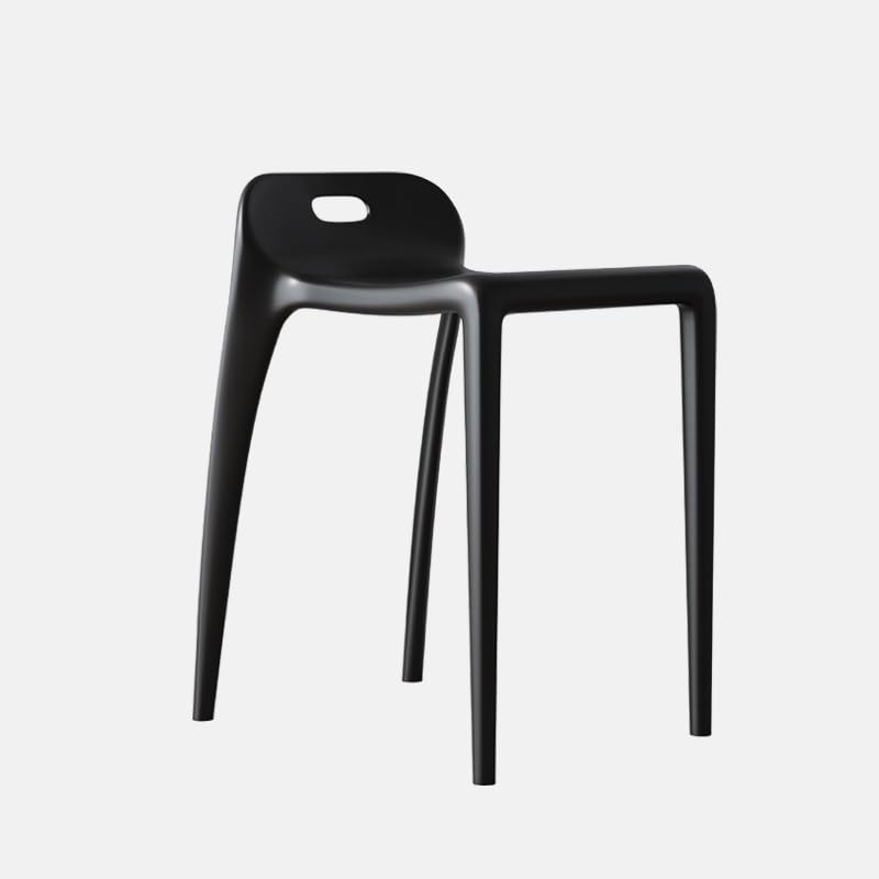 Plastic Stools - Nesting Stool -Stackable Modern Dining Chair 46cm Seat Height,Open Back,Save Space,Nordic Style(Set of 1)(Black) - color: Black