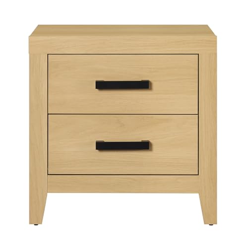 WAMPAT Nightstand with 2 Large Drawers,Wooden Nightstand with Storage,Farmhouse Bedside Table End Table for Bedroom, Oak - color: Oak