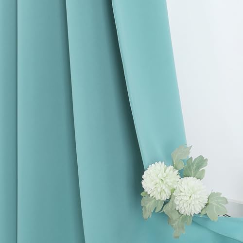 ChrisDowa Blackout Curtains for Bedroom and Living Room 40 Inches Long | 2 Panels Set, Thermal Insulated, Light Blocking, Room Darkening, Grommet, Window Treatment Drapes, Aqua, 29 x 40 Inch - color: Aqua, size: 29"W x 40"L (Pack of 2)