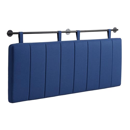 Queen Headboard Only, Wall Mounted Hanging Upholstered Bed Head Board | Modern Vertical Channel Design of Fine Linen, Elegant Dark Blue Fluted Headboard for Bedroom (Dark Blue, Queen Size) - color: Linen/Blue, size: Queen