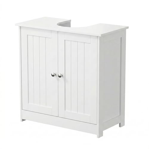 Bonnlo Pedestal Sink Storage Cabinet with 2 Doors Traditional Under Sink Cabinet Bathroom Space Saver Organizer with Adjustable Shelf White 23 5/8" W x 11 7/16" D x 23 5/8" H - color: White