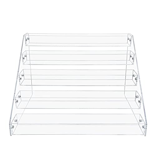 PMMASTO Tiered Spice Rack, Seasoning Organizer, Clear Acrylic Vertical Shelves Can Organizer for Countertop, Cabinet, Pantry, Kitchen Organization and Storage - 5 Tier - size: 5 Tier - inner width 1.93''