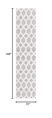 Rugs.com - Sabrina Soto Casa Rug – 12 Ft Runner Anthracite Gray Cotton Textured Runner – Modern Geometric Design for Hallways and Entryways - color: Anthracite Gray, size: 2'7" x 12' (Runner)