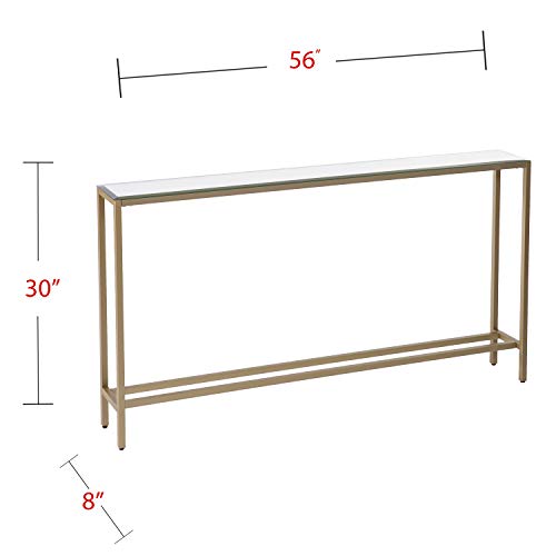 SEI Furniture Darrin Narrow Mirrored Top Console Table, 56", Metallic Gold - size: 56"