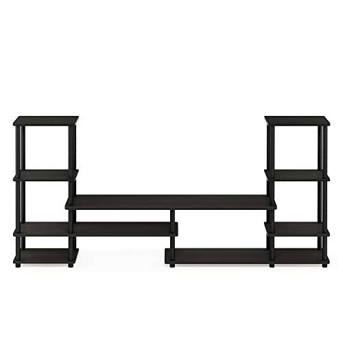 Furinno Turn-N-Tube TV Stand, Wide Open Frame Entertainment Center with Storage, TV Console with Tall Side Shelves for TV up to 48 Inch, for Living Room, Bedroom, Espresso - color: Espresso, style: 78 Inch - 9 Tiers