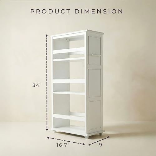 Lavish Home 3 Tier Slim Utility Rolling Storage Cart, White, 16.7”W x 9”D | Narrow Rolling Cart Storage Organizer with Handle and Wheels for Bathroom, Laundry Room, and Kitchen, Pull-Out Home Organizer - color: White, size: 16.7”W x 9”D
