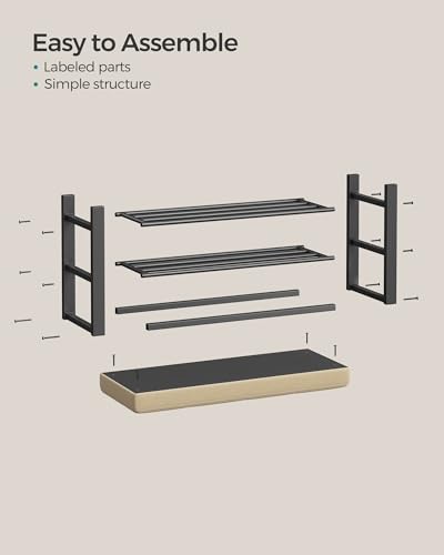 SONGMICS Shoe Bench, Storage Bench, Entryway Bench with Cushion | Shoe Shelf with Seat, Space-Saving, Modern Style, 31.9"W, Camel Brown and Ink Black ULBS057K01 - color: Camel Brown + Ink Black, size: 31.9"W