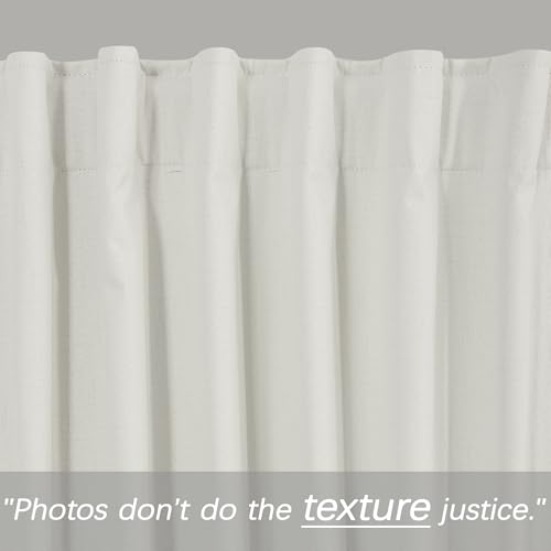 KOUFALL Short Curtains for Bathroom Windows,100% Blackout Linen Boho Warm White Rod Pocket Back Tab Black Out Window Curtains for Bedroom 45 Inch Long 2 Panel Sets - color: Ivory, size: 52"W x 45"L (Pack of 2)