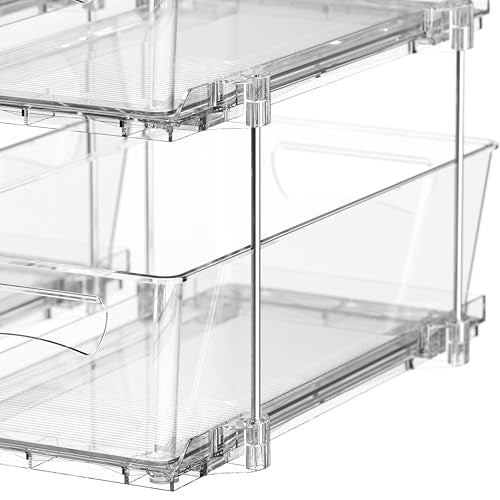 Simple Houseware 2Pcs 2-Tier Slim Drawer Cabinet Pull-Out Organizer, Clear - size: 2-Pack
