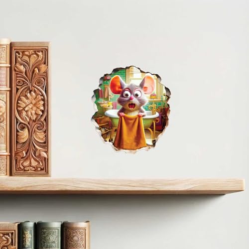 Funny 3D Mouse Shower Wall Sticker – Removable Mousehole Bathroom Décor for Kids or Whimsical Homes by MICESTERPIECE - style: ShowerMouse