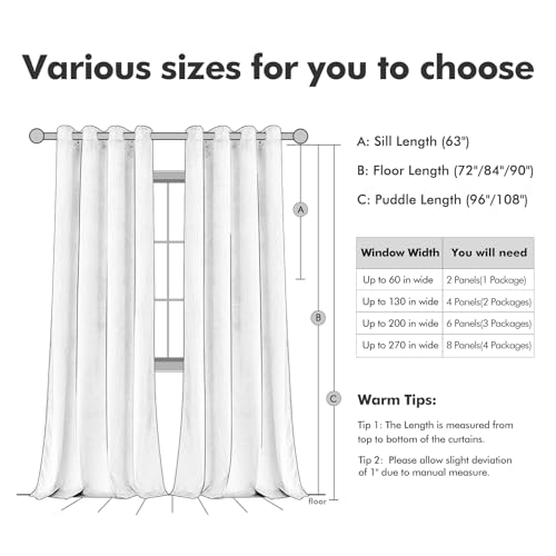 MIULEE Velvet Curtains Beige 52 x 108 Inch Length Set of 2 | Extra Long Grommet Drapes, Soundproof Thermal Insulated, Room Darkening, Classical Blackout Curtains for Living Room Bedroom - color: Beige, size: 52"W x 108"L (Pack of 2)