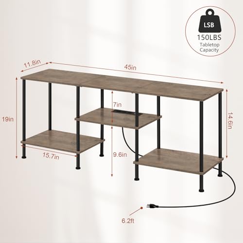 50 inch TV Stand for Living Room Small Entertainment Center with Storage Shelf & Power Outlets, Modern Farmhouse TV Console Table Media Cabinet for Bedroom, Rustic Grey - color: Rustic Grey
