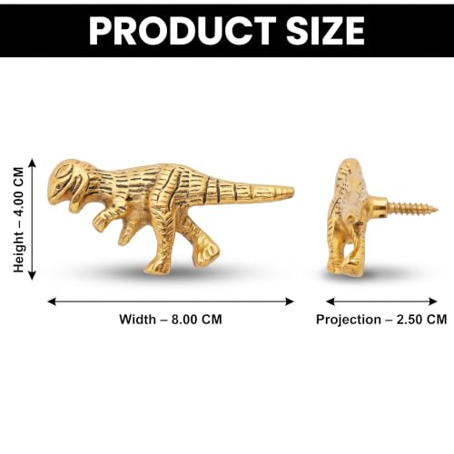 Indian Shelf Set of 3 Gold Dinosaur Wall Hooks for Coats, Bags and Hats - style: Tyrannosaurus