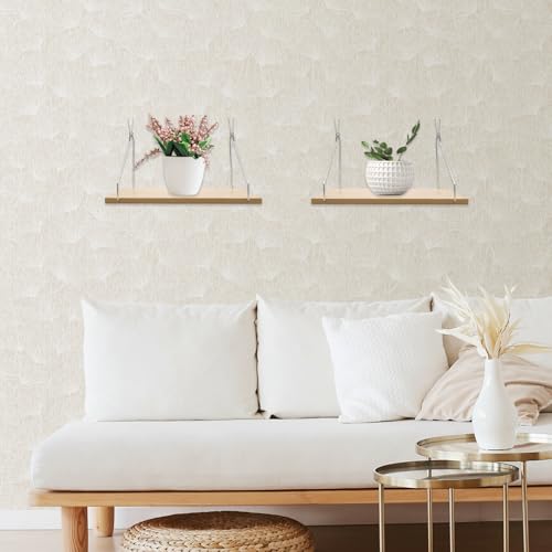 SnowTing 2 Set Fabric Wall Cubicle Shelf with Hooks, Wall Mounted Wooden Floating Storage Shelf for Fabric Panel in Kitchen, Bedroom, Living Room, Office Desk, 11.8 x 5.9 x 0.47 Inch - color: Wood