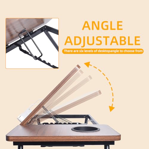 wishacc Lap Desk for Bed, Foldable Laptop Bed Tray Table with Independent Adjustable Tablet & Phone Stand, Portable Work from Couch Desk Tray with Mouse Area, Computer Laptop Holder for Recliner Sofa - size: Medium
