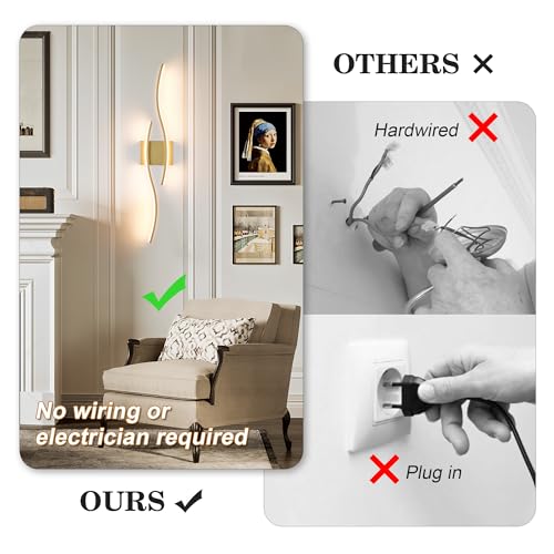 KARTOOSH Wireless Wall Sconces Set of 2, Dimmable LED Sconce with Remote | Battery Operated Wall Sconce with 3 CCT Night-Light Timer Memory Modern Wall Sconces for Living Room, Hallway, Bedroom - color: Gold, size: 31.4 Inches (2 pack)
