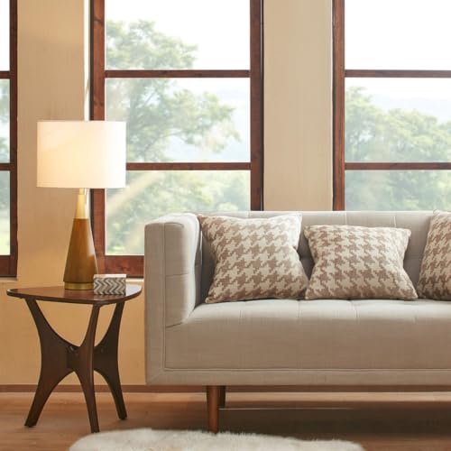 INK+IVY Chrislie Gold White Mid Century Modern Table Lamp , Contemporary Metal Wood Table Lamps for Bedrooms , 13.5"W X 13.5"D X 26"H , Gold / Brown