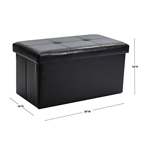 Simplify 30" Polyurethene Leather & Non-Woven Folding Ottoman, Black - color: Black, size: 16"D x 34"W x 16"H