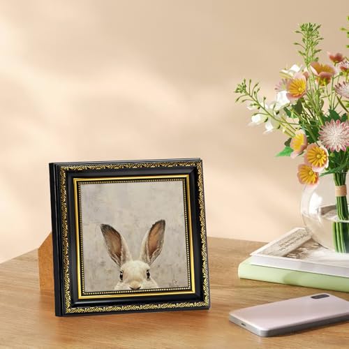 5x5 Picture Frame, Ornate Vintage Photo Frames for Wall Decor or Tabletop Display, Antique 5 x 5 photo frame with Distressed Rust-Like Finish, Retro Home Decor, Black and Gold, 2 Pack - color: Black & Gold, size: 5x5-2P
