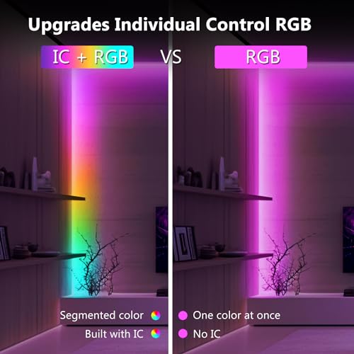 dalattin LED Strip Lights IC+RGB, 5050 Led Lights for Bedroom, DIY Multiple Colors on One Line, Led Lights with Remote&App Control,Color Changing LED Strip Lighting Music Sync,Halloween Gifts, 16.4ft - size: 16.4 ft