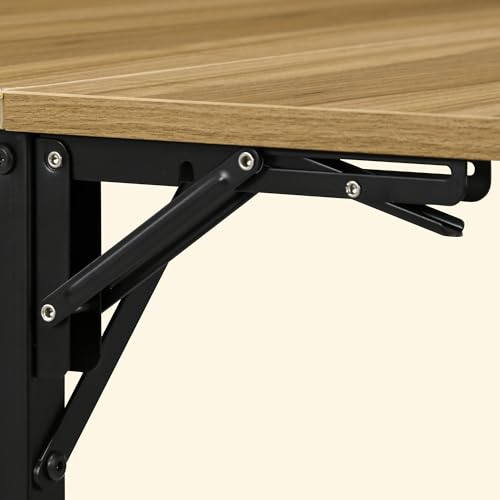 HOMCOM Industrial Folding Dining Table for 2 to 4 Space Saving Walnut | Drop Leaf Kitchen Table, for Small Spaces