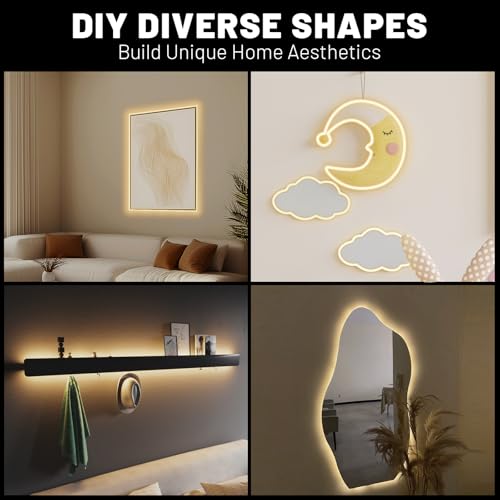 White Cob LED Strip Lights with Remote, Warm Lighting, Rope Lights Indoor, Cuttable Led Light Strips for Mirrors, Shelves, Cabinets, Living Room, Bedroom, 16.4ft 3000K Dimmable - color: 3000K