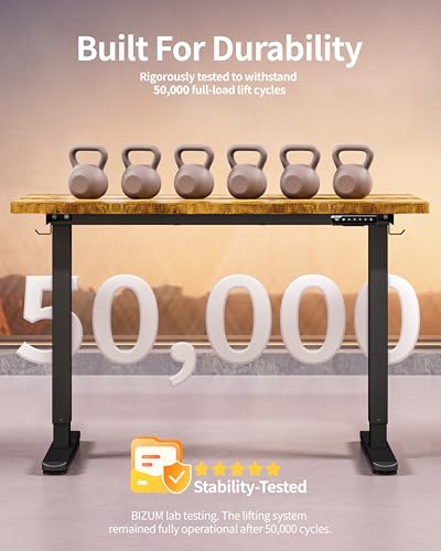 BIZUM Standing Desk Electric Adjustable Computer Desk-Stand up Desk Office Gaming Home Office Memory Desks 48x24 inches Black Frame/Rustic Brown Top - color: Rustic Brown, size: 47.2*23.6 Inch