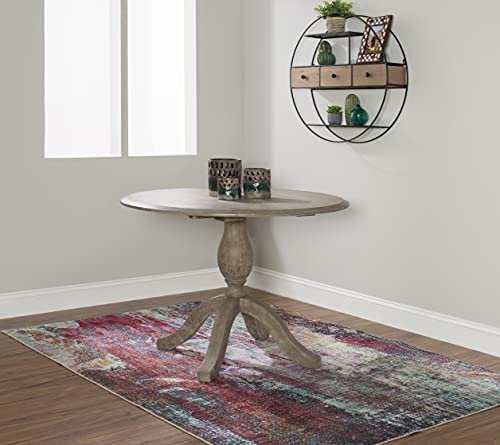 Linon Home Decor Mauro Antique Rustic Brown Drop Leaf Small Dining Table with Pedestal Base - color: Antique Rustic Brown