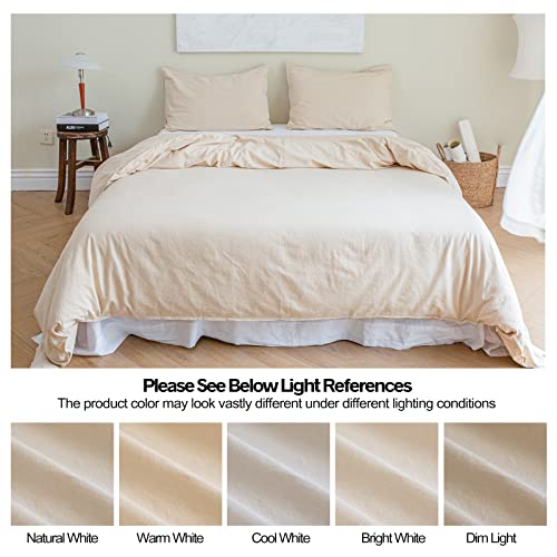 BISELINA French Linen Duvet Cover Set 2pcs with Hidden Zipper Closure Natural Flax Cotton Blend Solid Color Soft Breathable Luxury Farmhouse Bedding - Twin Size, Linen/Beige - color: Linen, size: Twin