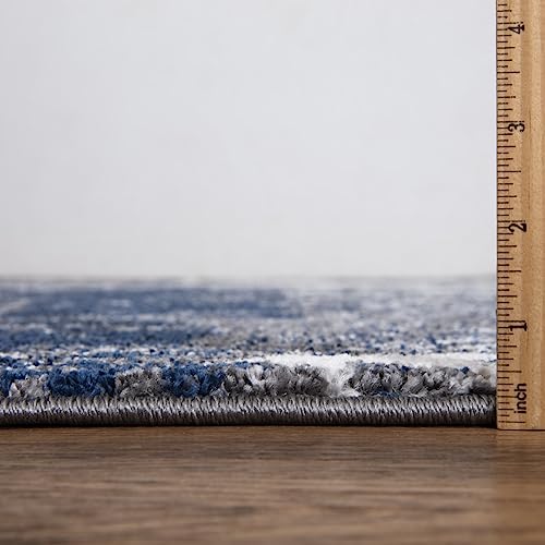Keen Home Design Runner Rugs - 32"x91" Non-Shedding, Thick Pile Abstract Rugs for Kitchen, Living Room, Bedroom, Dining Room, Entryway - Size: 2'8" x 7'7", Abstract Navy/Gray - color: Abstract Navy/Gray, size: 2'8" x 7'7" (Runner)