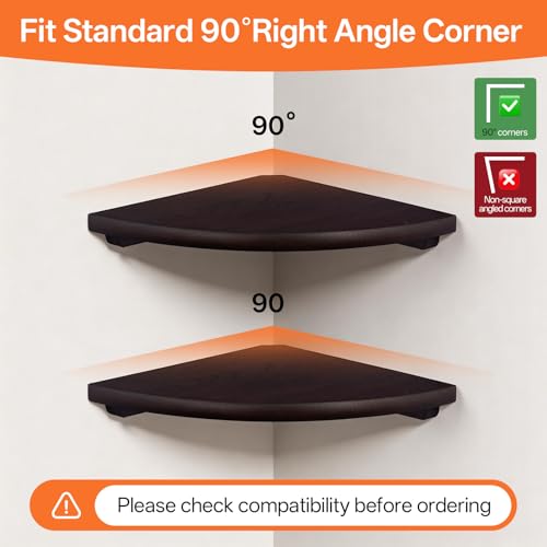 Gieanoo Corner Wall Shelf,7inch Solid Oak Wood Floating Corner Shelf with Wire Hole Corner Wall Storage Display Shelves for Living Room Bedroom Bathroom Kitchen(Walnut) - color: Dark Walnut, size: 7in 1-Pack