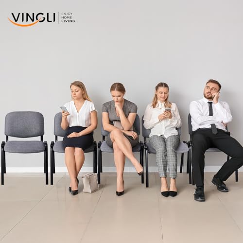 VINGLI 5-Pack Waiting Room Chairs, Stackable Chair for Office, Fabric-Grey | Stacking Chairs, Armless Church Chairs, Space-saving, Guest & Reception, Office Lobby, Business Hall - color: Fabric-grey, size: 5-pack