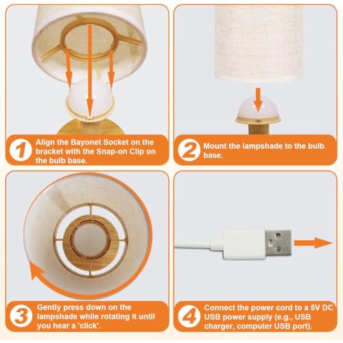 Rechargeable Cordless Touch Table Lamp with Stepless Dimming,Natural Wood Base&Linen Shade,Small Battery Wireless Ambient Night Light for Bedroom,Bedside,Nightstand,Nursery,Kitchen,Camping,Outdoor - size: Round - Cordless Touch - Set of 1