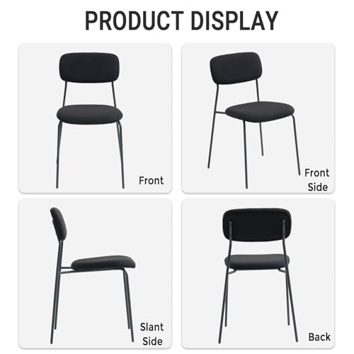 Sidanli Stackable Waiting Room Chairs, Armless Upholstered Guest Chairs Set of 4 with Comfotable Cushion for Conference Reception Break Room Lobby, Black - color: Black