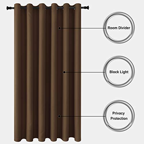 DWCN Total Privacy Room Divider Blackout Curtain - Thermal Curtains for Patio Door, Living Room, Bedroom Partition and Shared Office Space, 1 Grommet Curtain Panel, 8.3ft Wide x 7ft Tall, Brown - color: Brown, size: 100"W x 84"L (Pack of 1)