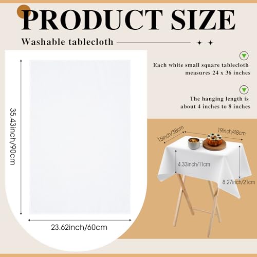 Oudain 2 Pcs Small Tablecloth Washable Fabric Folding TV Tray Table Cloth Polyester Solid Color Nightstand Cover for Bedside Table Side Outdoor Indoor(White,24 x 36 Inch,Classic Edge) - color: White, size: 24 x 36 Inch