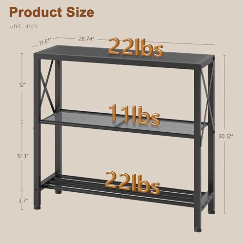 Hoctieon Set of 2 Industrial Console Table, 3 Tier Entryway Table, Metal Frame, Sofa Table with Shelf, Hallway Table, Entrance Table for Entryway, Living Room, Foyer, Hallway, Black - color: Black, size: 2 Pack