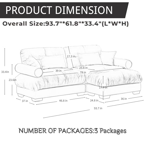 94" Modular Sectional Sofa,Velvet Upholstered Couches for Living Room,3 Seater Green Sofa Couch with Movable Ottoman,Big Comfy Loveseat Sofa with Deep Seats for Living Room,Apartment,Bedroom - color: Green, size: 2-Seat & 1-Ottoman