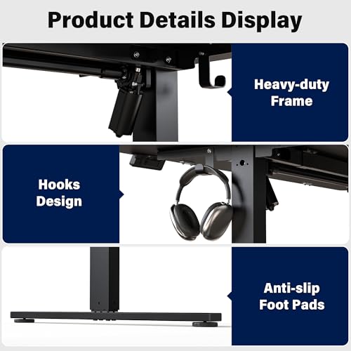 Electric Standing Desk, 63 x 30 Inch, Classic Black | Extra Large Desktop, Adjustable Height, Sit to Stand, Home Office Workstation, Supports Dual & Triple Monitor - color: Classic Black