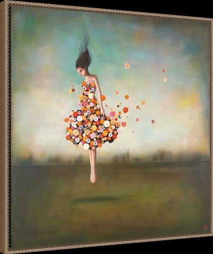 Amanti Art Framed Canvas Wall Art 30x30 Boundlessness in Bloom by Duy Huynh, Framed Wall Art Canvas, Abstract Artwork, Traditional Decor, Large Poster Painting for Living Room, Bedroom, Bathroom, - color: Sylvie Beaded Dark Gold, size: 30"L x 30"W