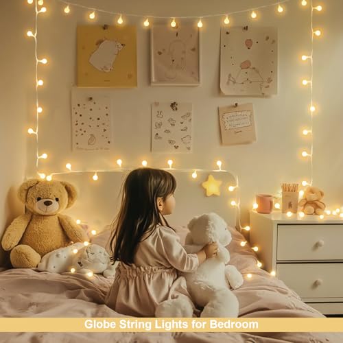 JMEXSUSS Warm White 100 LED Globe Battery Operated Christmas Lights Indoor | 33ft Battery Powered String Lights Outdoor Waterproof, Christmas String Light with Remote Timer for Bedroom Camping Decor - color: Warm White, size: 100 LED Battery